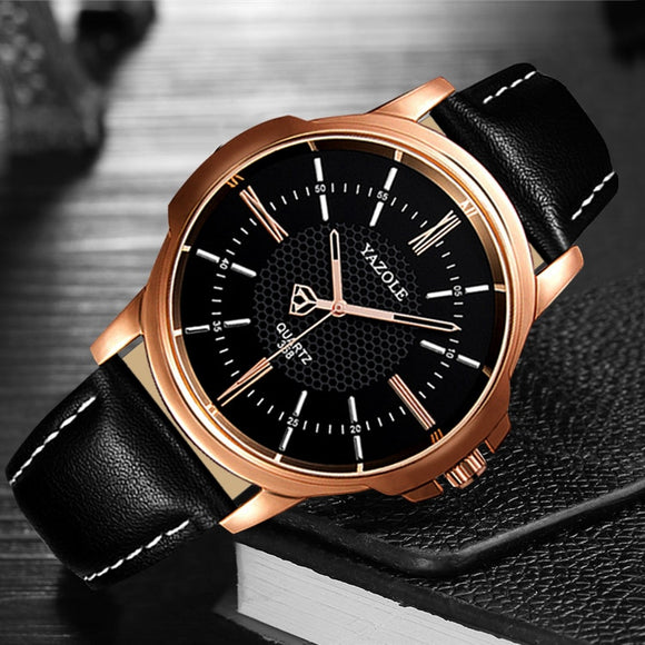 YAZOLE Luxury Watch Men Watches Male Wrist Quartz Watch New Casual Waterproof WristWatch Leather Clock Men Hours reloj hombre