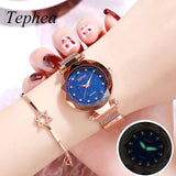 Women Bracelet Watch 2019 Casual Fashion Quartz Ladies Wrist Watch Starry Sky Magnetic Stardust Watches Female Clock reloj mujer