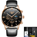 LIGE Luxury Brand Men Blue Leather Sports Watches Men's Army Military Watch Male Date Analog Quartz Clock Relogio Masculino 2019