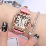 Women watch Beautiful delicate watch cortex pin buckle luxury fashion Wild ladies watch gift Square diamond roman numerals dial