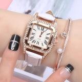 Women watch Beautiful delicate watch cortex pin buckle luxury fashion Wild ladies watch gift Square diamond roman numerals dial