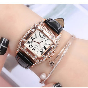 Women watch Beautiful delicate watch cortex pin buckle luxury fashion Wild ladies watch gift Square diamond roman numerals dial