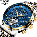 LIGE Mens Watches Top Brand Business Fashion Automatic Mechanical Watch Men Full Steel Sport Waterproof Watch Relogio Masculino