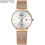 GIMTO Brand Rose Gold Quartz Women Watches Luxury Steel Clock Bracelet Ladies Calendar Wrist Watches Female Sport Relogio Reloj