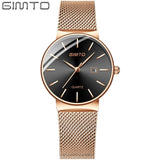 GIMTO Brand Rose Gold Quartz Women Watches Luxury Steel Clock Bracelet Ladies Calendar Wrist Watches Female Sport Relogio Reloj