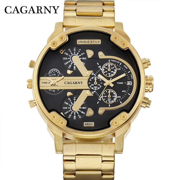 Relogio Masculino Cagarny Brand Analog Military Wristwatch Auto Date Mens Quartz Watch Golden Band Casaul Watch Men Clock D6280Z