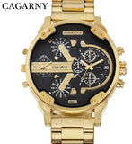 Relogio Masculino Cagarny Brand Analog Military Wristwatch Auto Date Mens Quartz Watch Golden Band Casaul Watch Men Clock D6280Z