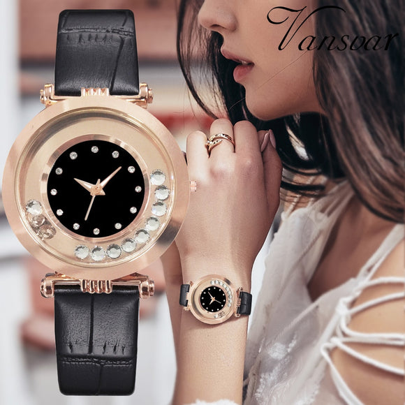 Vansvar Brand Leather Hot Sale strap Style Quartz Women Watch Top Brand Watches Fashion Casual Fashion Wrist Watch Relojes 533