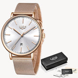 LIGE New Women Fashion Watch Creative Lady Casual Watches Stainless Steel Mesh Band Stylish Desgin Luxury Quartz Watch For Women