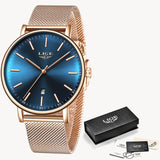 LIGE New Women Fashion Watch Creative Lady Casual Watches Stainless Steel Mesh Band Stylish Desgin Luxury Quartz Watch For Women