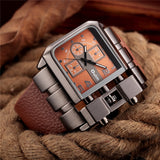 Oulm Men's Wrist Watches Luxury Design Quartz Watch Men Square Dial PU Leather Strap Male Military Antique Clock erkek saat