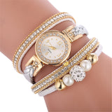 Watches For Fashion Women Leather Decorative Circle Quartz Watch Winding Bracelet Ladies Dress Wrist Female Watch Gift