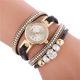 Watches For Fashion Women Leather Decorative Circle Quartz Watch Winding Bracelet Ladies Dress Wrist Female Watch Gift