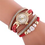 Watches For Fashion Women Leather Decorative Circle Quartz Watch Winding Bracelet Ladies Dress Wrist Female Watch Gift