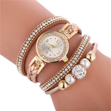 Watches For Fashion Women Leather Decorative Circle Quartz Watch Winding Bracelet Ladies Dress Wrist Female Watch Gift