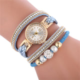 Watches For Fashion Women Leather Decorative Circle Quartz Watch Winding Bracelet Ladies Dress Wrist Female Watch Gift